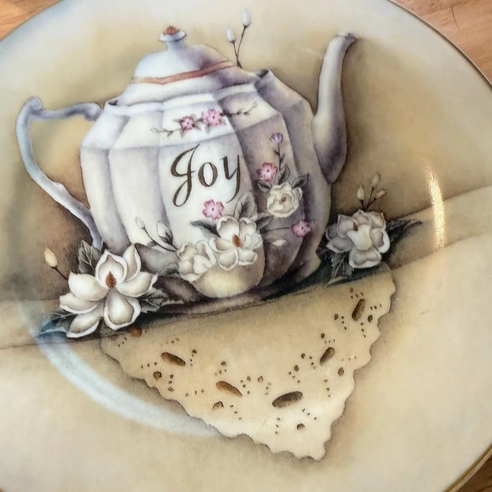 Set of 4 Faith Hope Love Joy Teapot Collector Plates 8